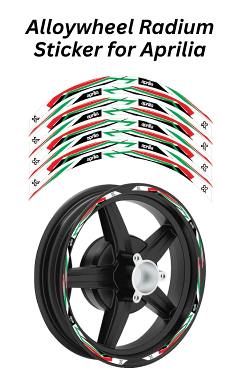 Alloy Wheel Radium Sticker Compatible with Aprilia SR125/150/160 | Printed In Premium Radium with FPF (Fade Protection Film), Waterproof, Precut Sticker, Pack Of 1
